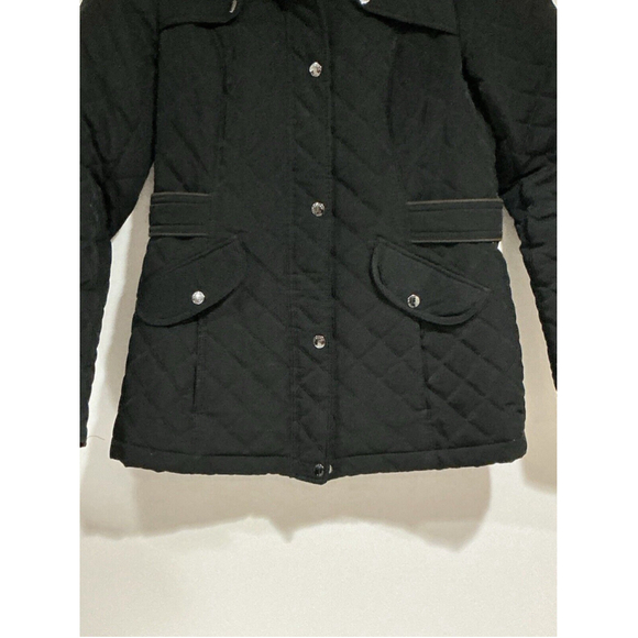 Womans Laundry By Design Black Small Quilted Hooded Coat - Picture 3 of 9